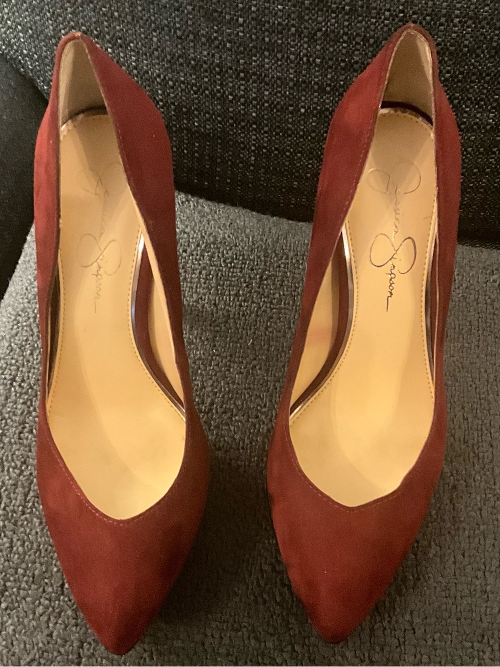 Jessica Simpson Wine Suede Pointed-Toe Pumps